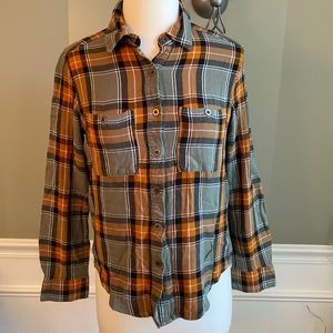 Kendall & Kylie flannel shirt orange/green size M FALL 🍁